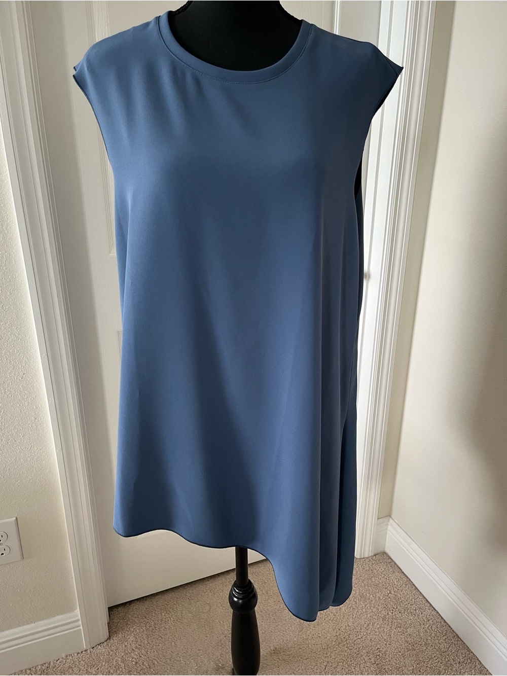 Anne Klein Sleeveless asymmetrical top in Slate Blue